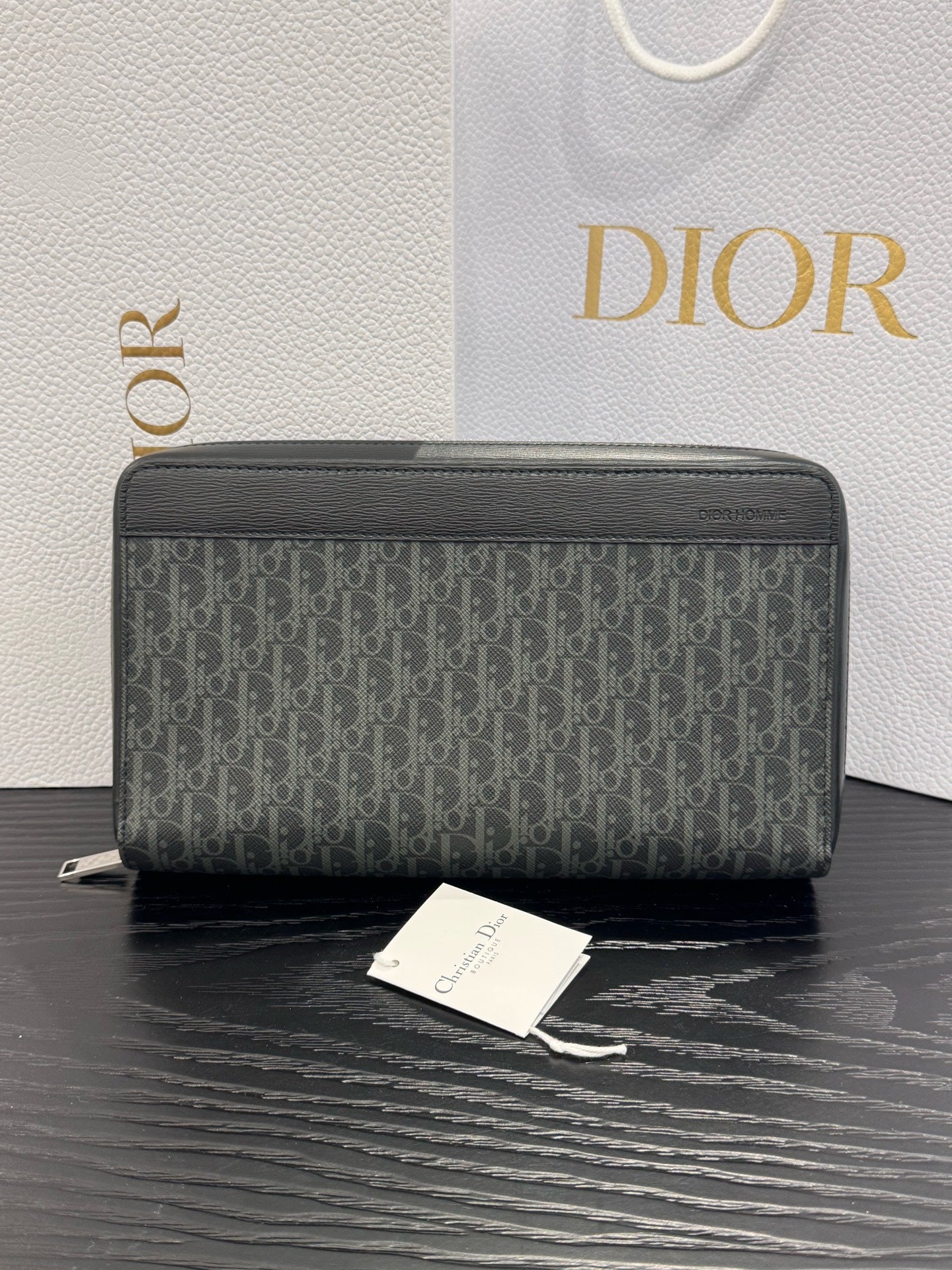 Dior - Oblique Zip-Around Clutch Wallet - Dior Oblique canvas and leather - Black and Grey - (medium)