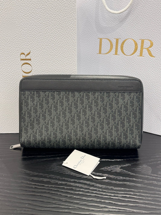 Dior - Oblique Zip-Around Clutch Wallet - Dior Oblique canvas and leather - Black and Grey - (medium)