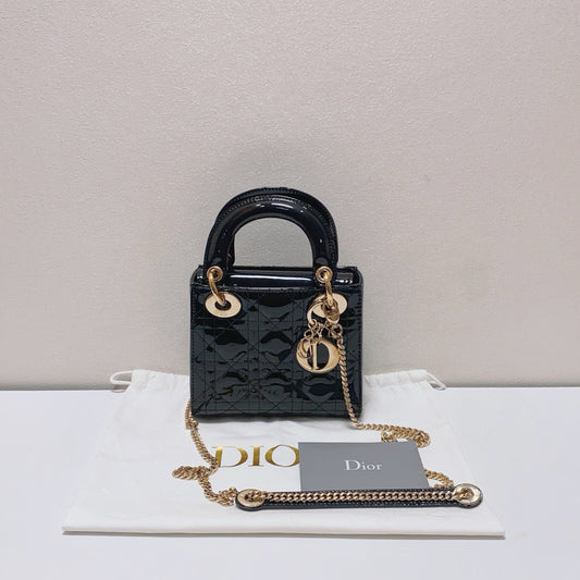 Dior - Lady Dior Mini - Patent leather - Black - (mini)