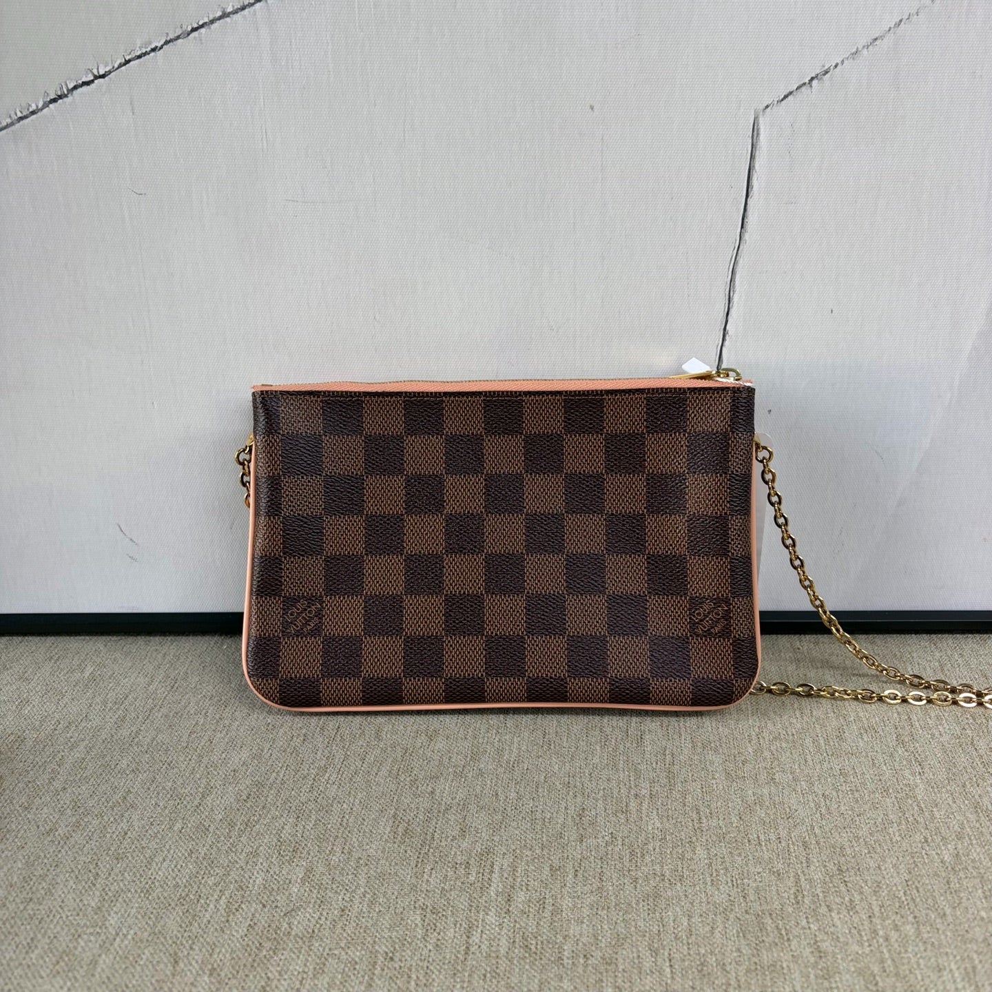 Louis Vuitton - Double Zip Chain Bag - Damier Ebene coated canvas with smooth leather trim and lining - Brown - (mini)