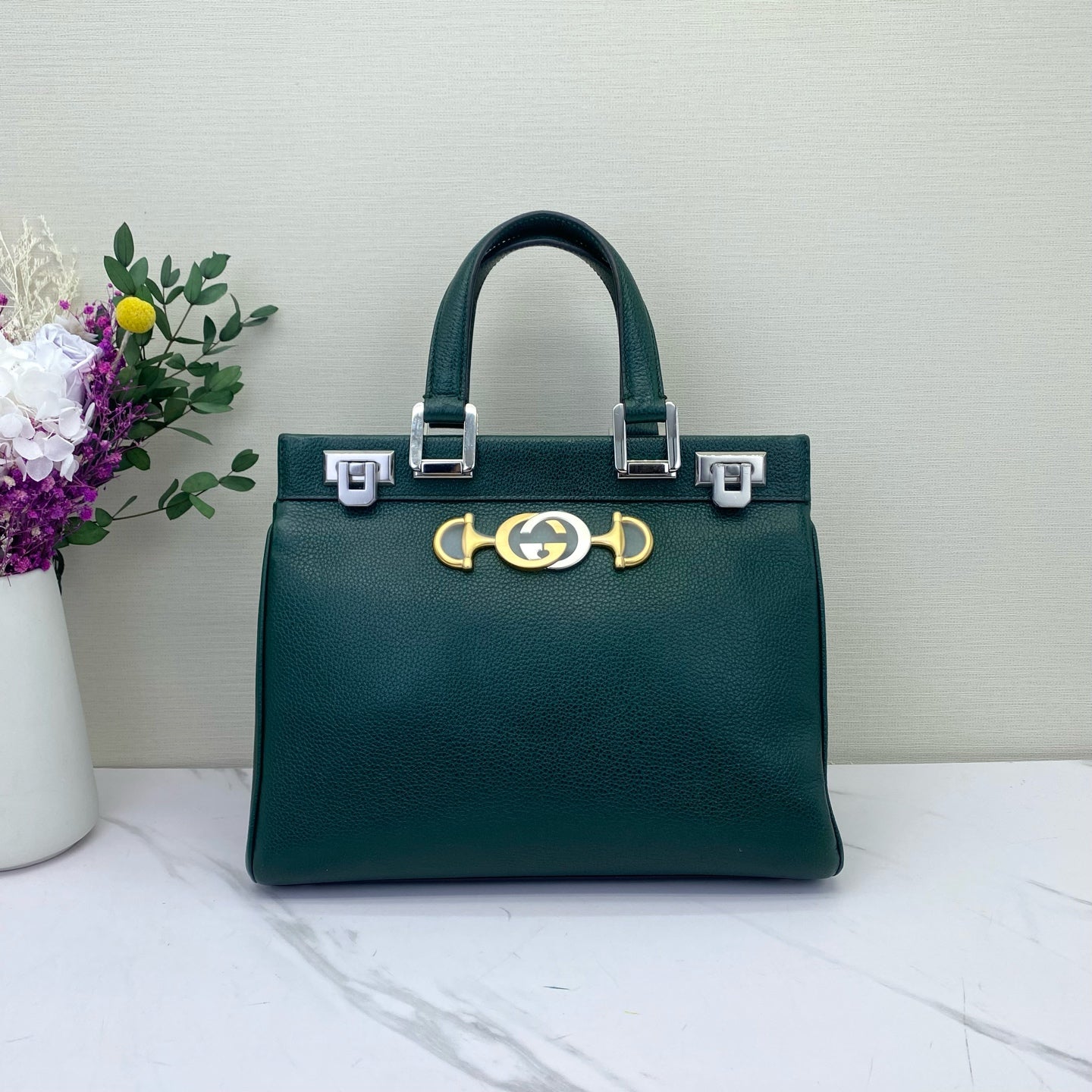 Gucci - Zumi Top Handle Bag - Leather - Green - (Small)
