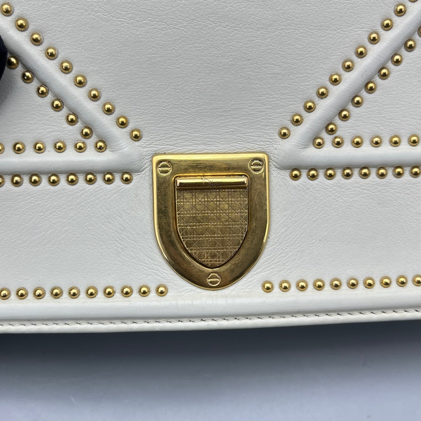 Dior - Diorama Shield Studded Flap Bag - Leather - White - (small)