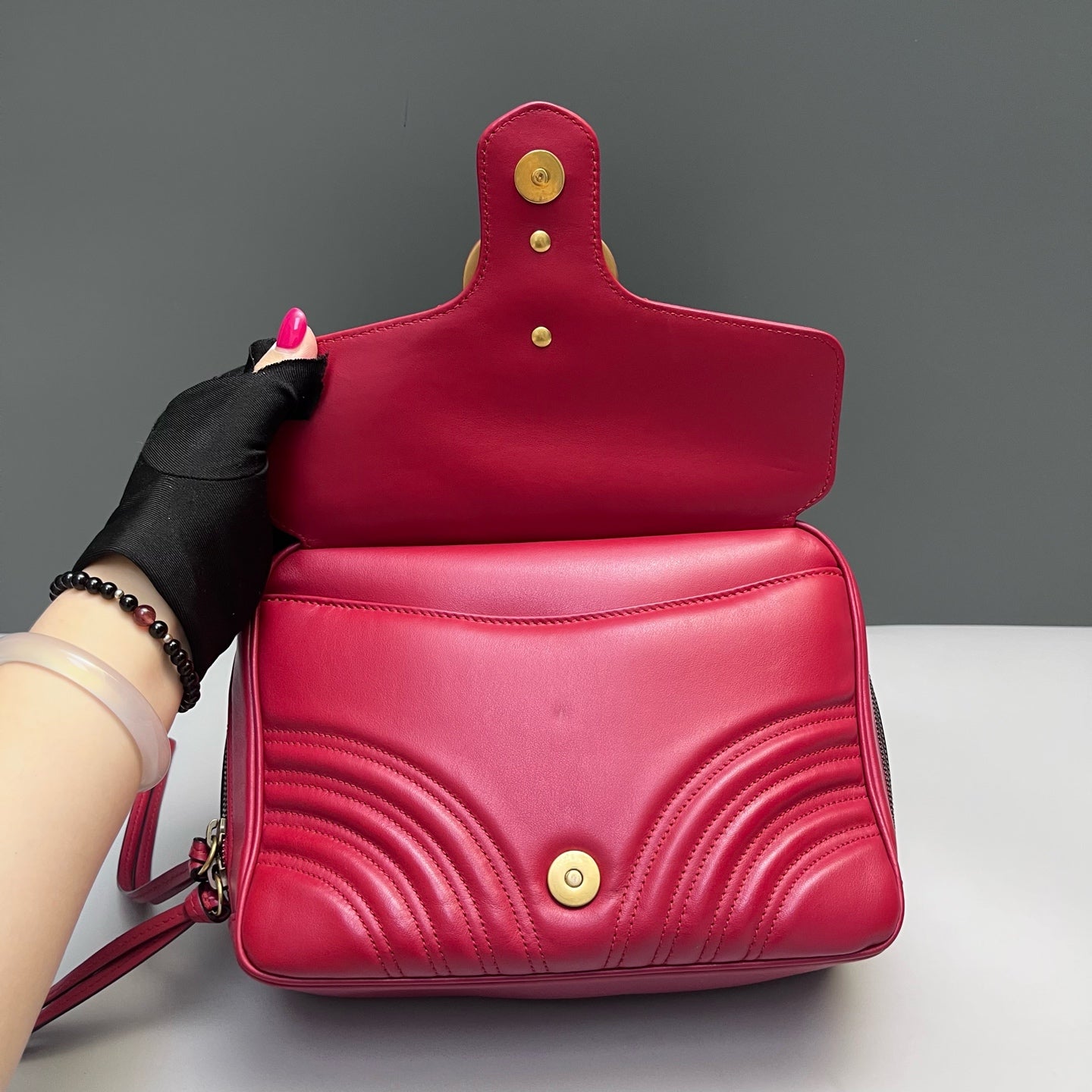 Gucci - GG Marmont Messenger Bag - Leather - Red - (Medium)