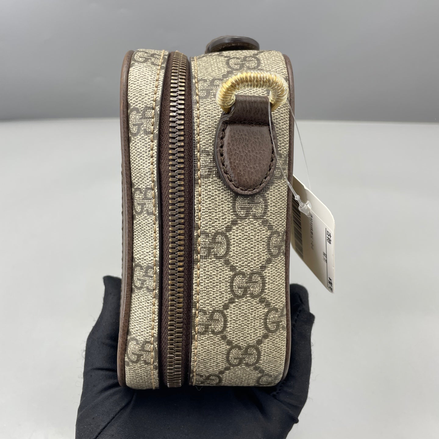 Gucci - Ophidia GG Small Bag - GG Supreme canvas with leather trim - Beige with brown accents, red and green web stripe - (small)