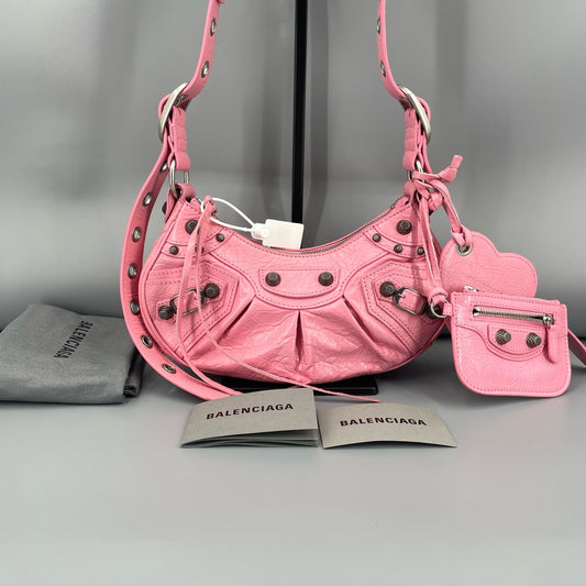 Balenciaga - Le Cagole Shoulder Bag - Distressed lambskin leather - Pink - (Small)