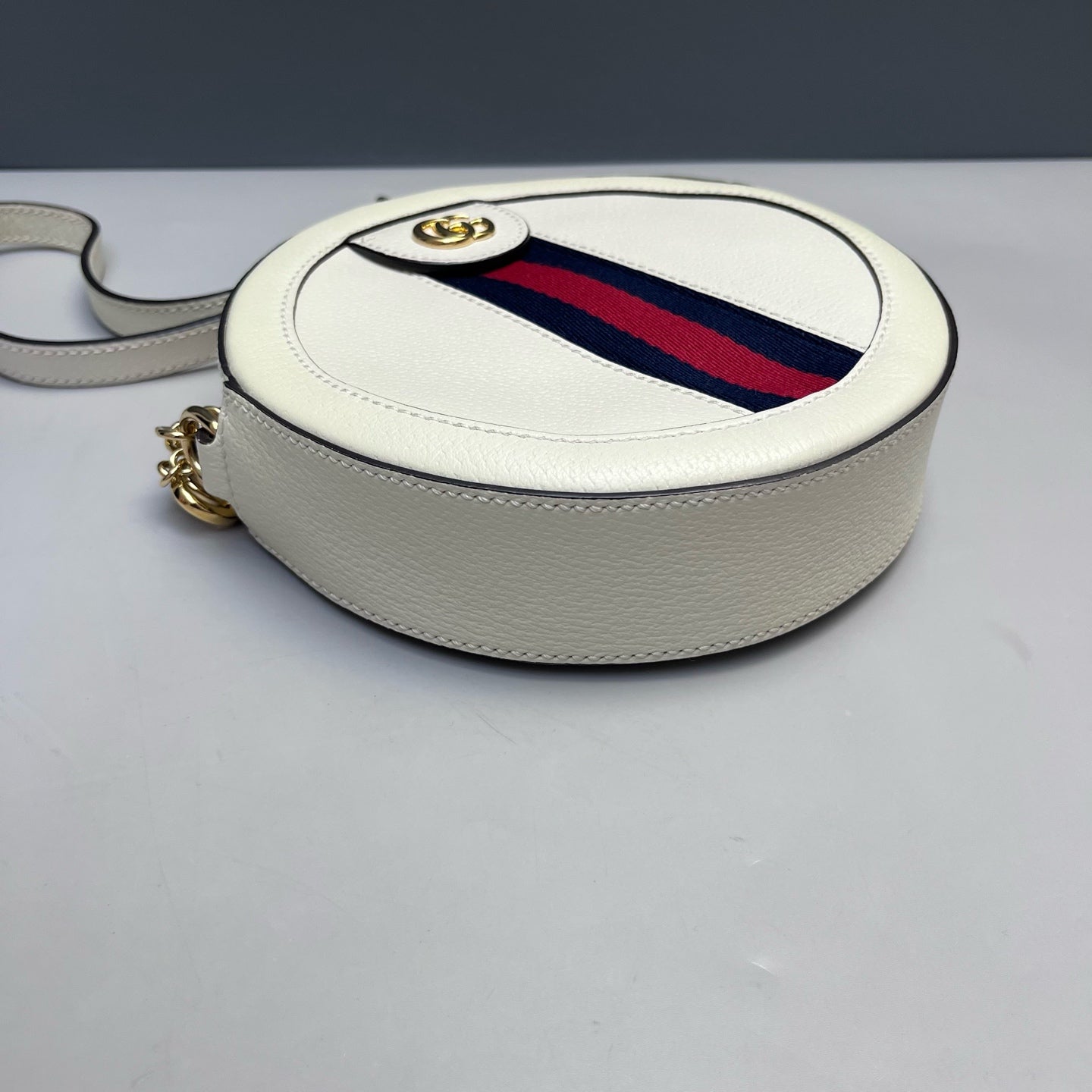 Gucci - Ophidia Round Mini Chain Bag - Grained leather - White - (mini)