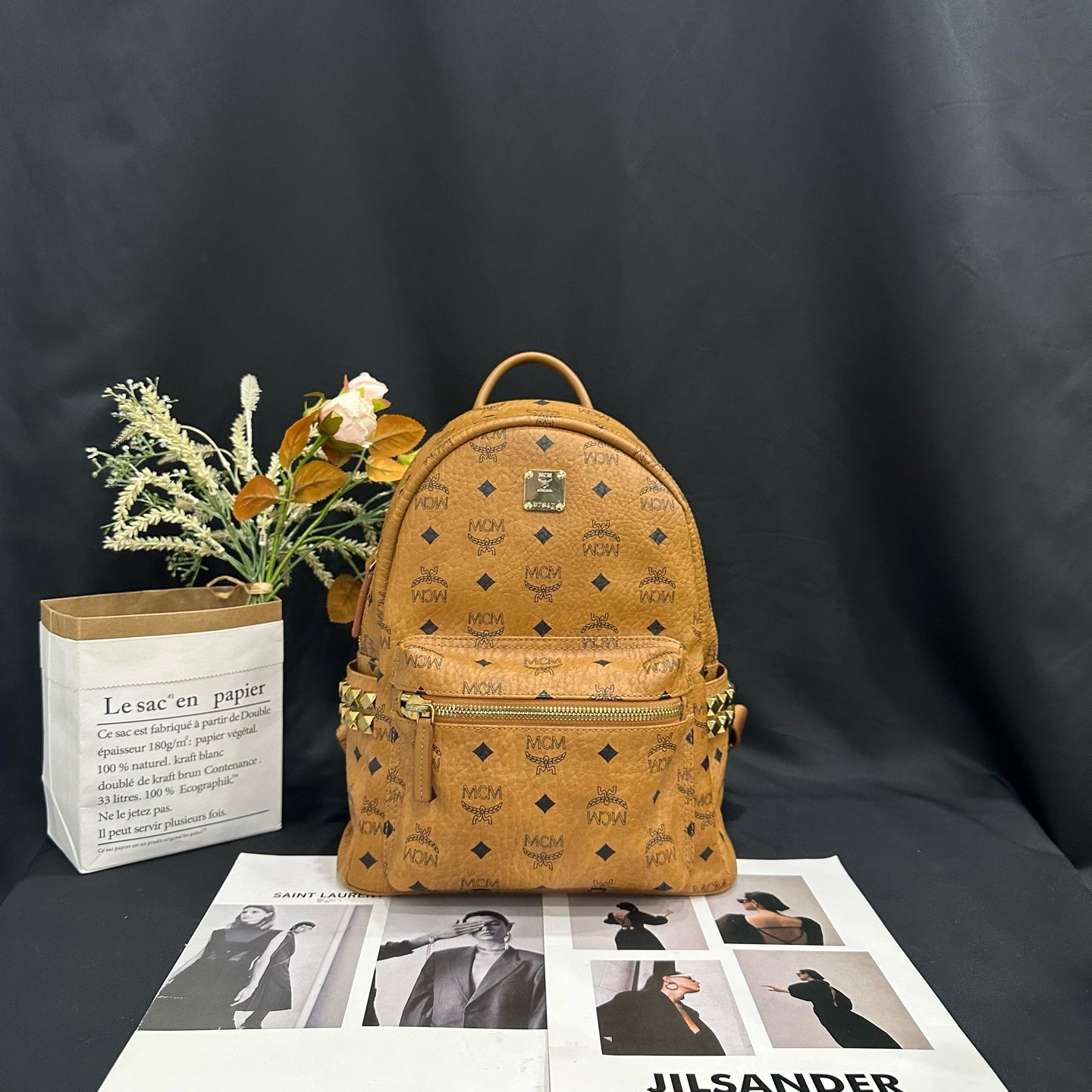 MCM - Stark Visetos Small Backpack (MMK6SVE37CO001) - Visetos coated canvas with leather trim - Cognac - (small)