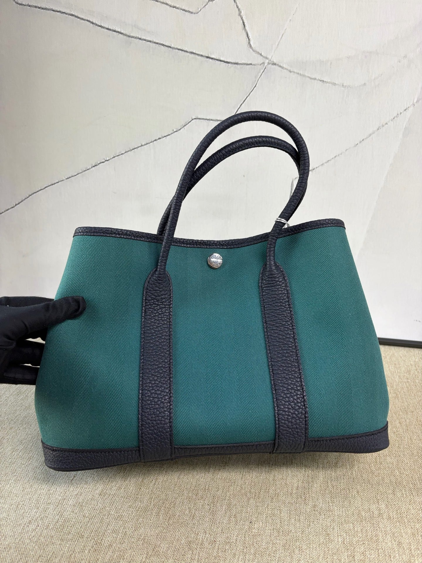 Hermès - Garden Party 30 - Canvas and Leather - Dark Green with Black - (Medium)