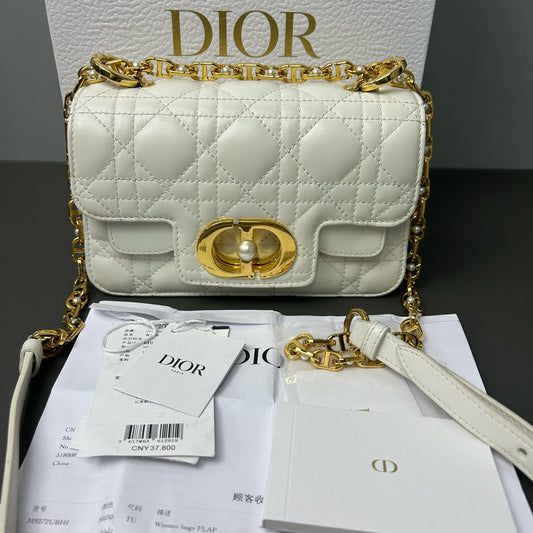 Dior - Mini Jolie Pearl Bag - Grained calfskin leather - White - (mini)