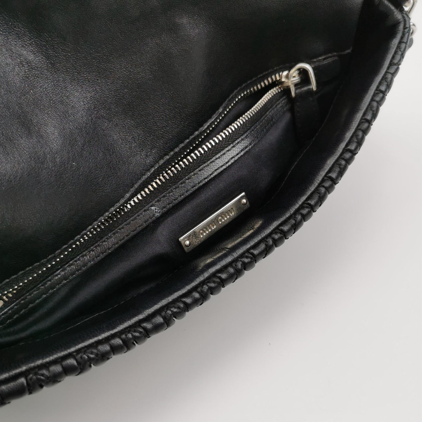 Miu Miu - Matelassé Shoulder Bag - Lambskin leather - Black - (small)