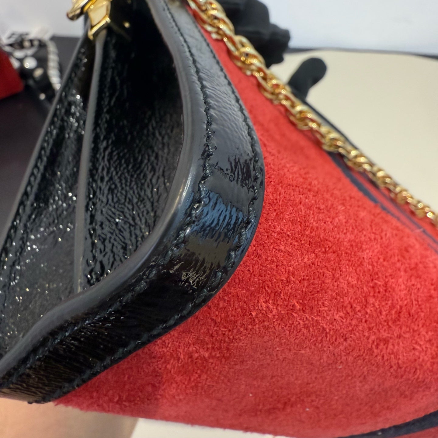 Gucci - Ophidia Small Chain Bag - Suede and Patent leather - Red - (small)