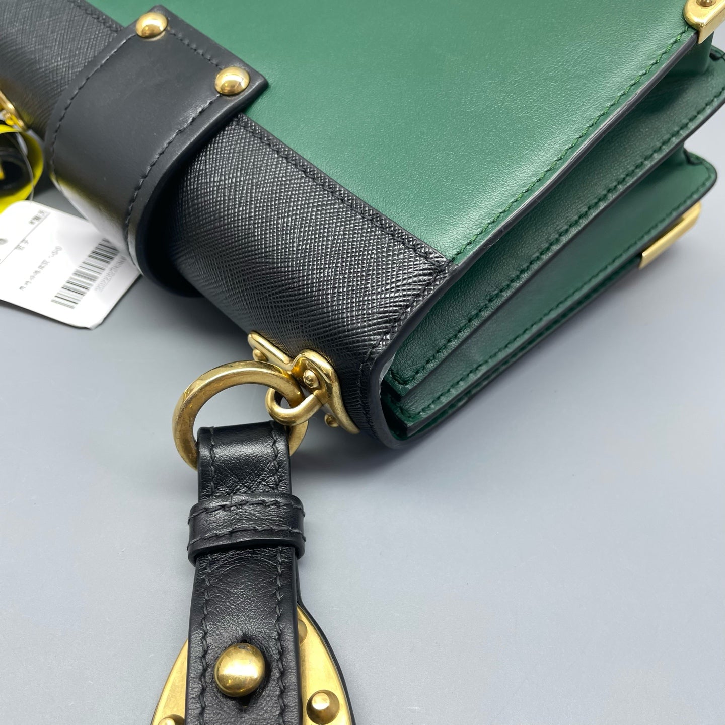 Prada - Cahier - Smooth calfskin leather with Saffiano leather accents - Green with Black accents - (mini)