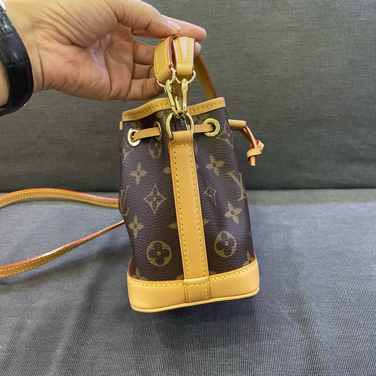 Louis Vuitton - Noe Nano - Monogram coated canvas with Vachetta leather trim - Brown - (mini)