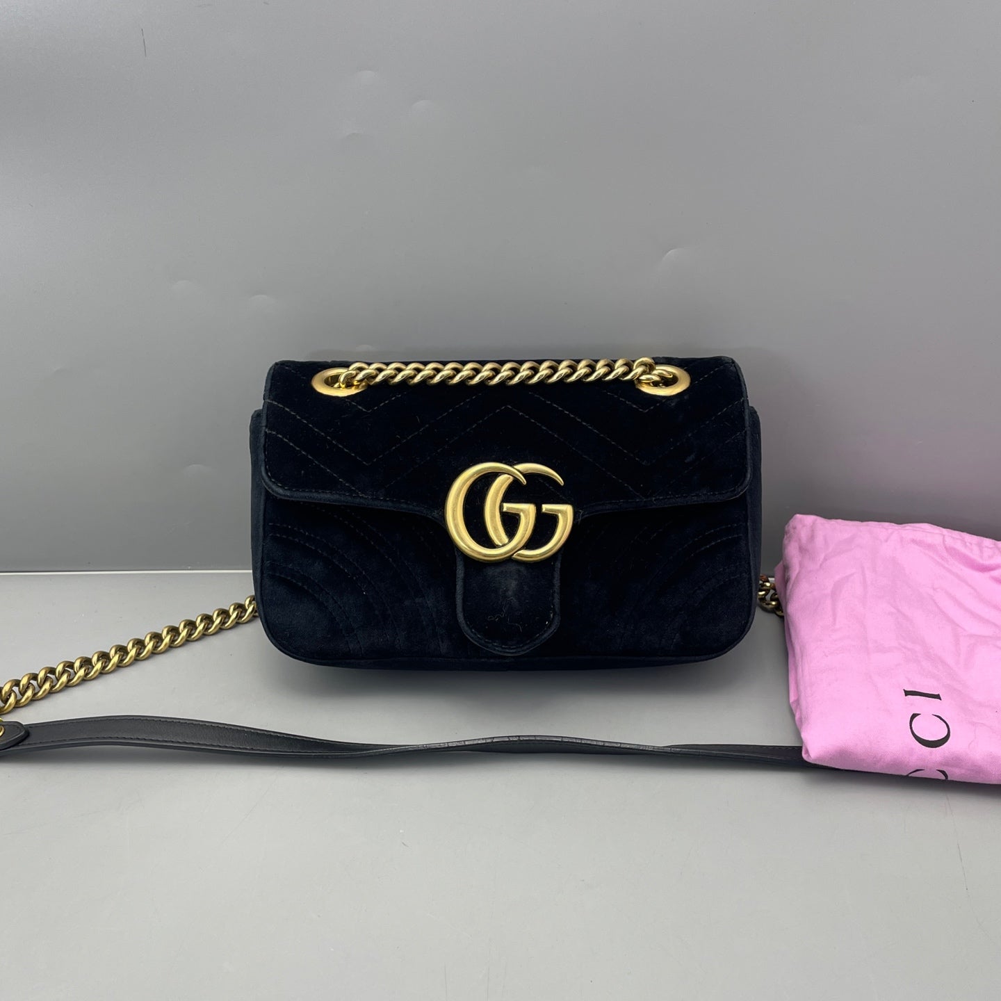 Gucci - GG Marmont Matelassé Mini Bag - Velvet - Black - (mini)