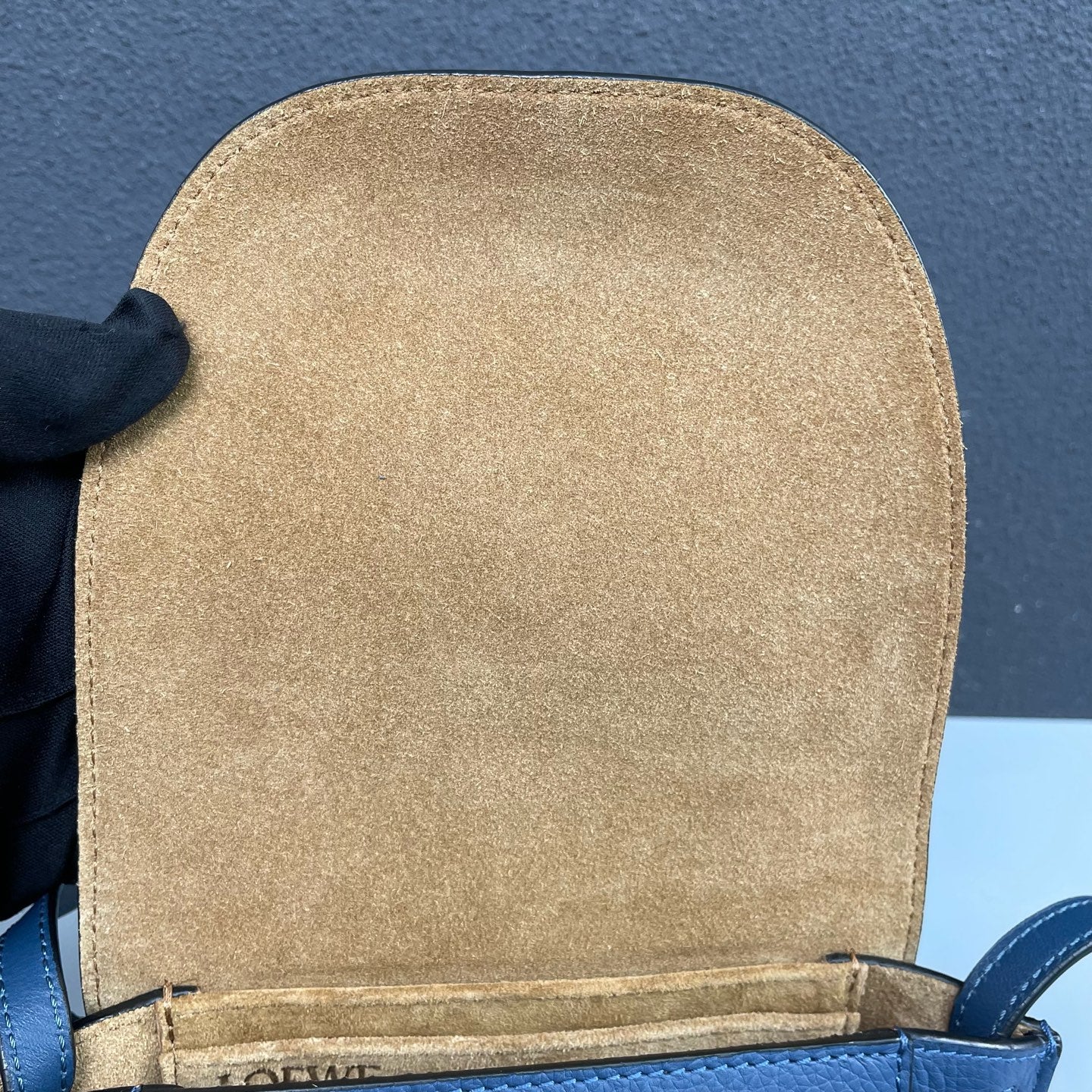 Loewe - Gate Mini Crossbody Bag - Grained calfskin leather exterior with suede lining - Navy - (mini)