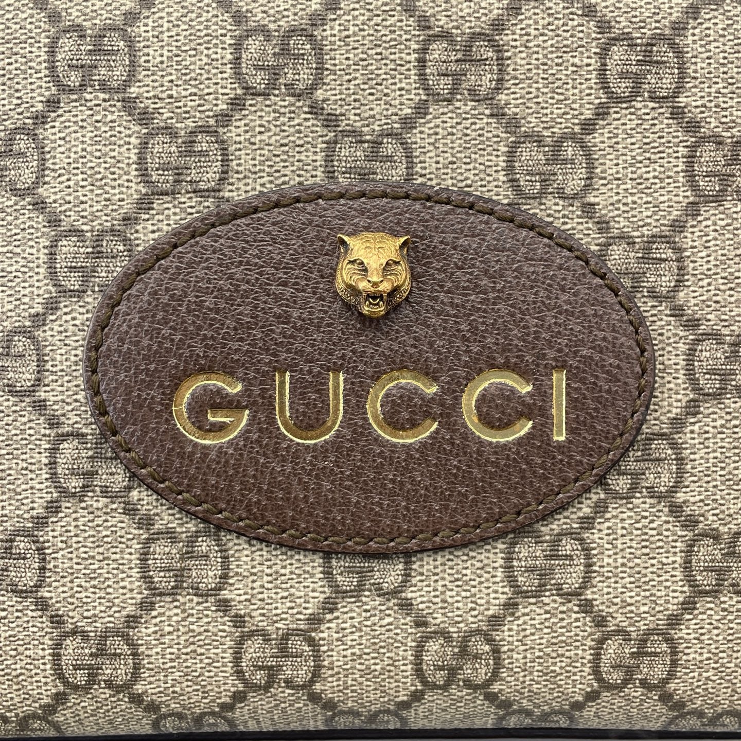Gucci - Ophidia Tiger Head Camera Bag 476466 - GG Supreme coated canvas with grained leather trim - Brown - (Small)
