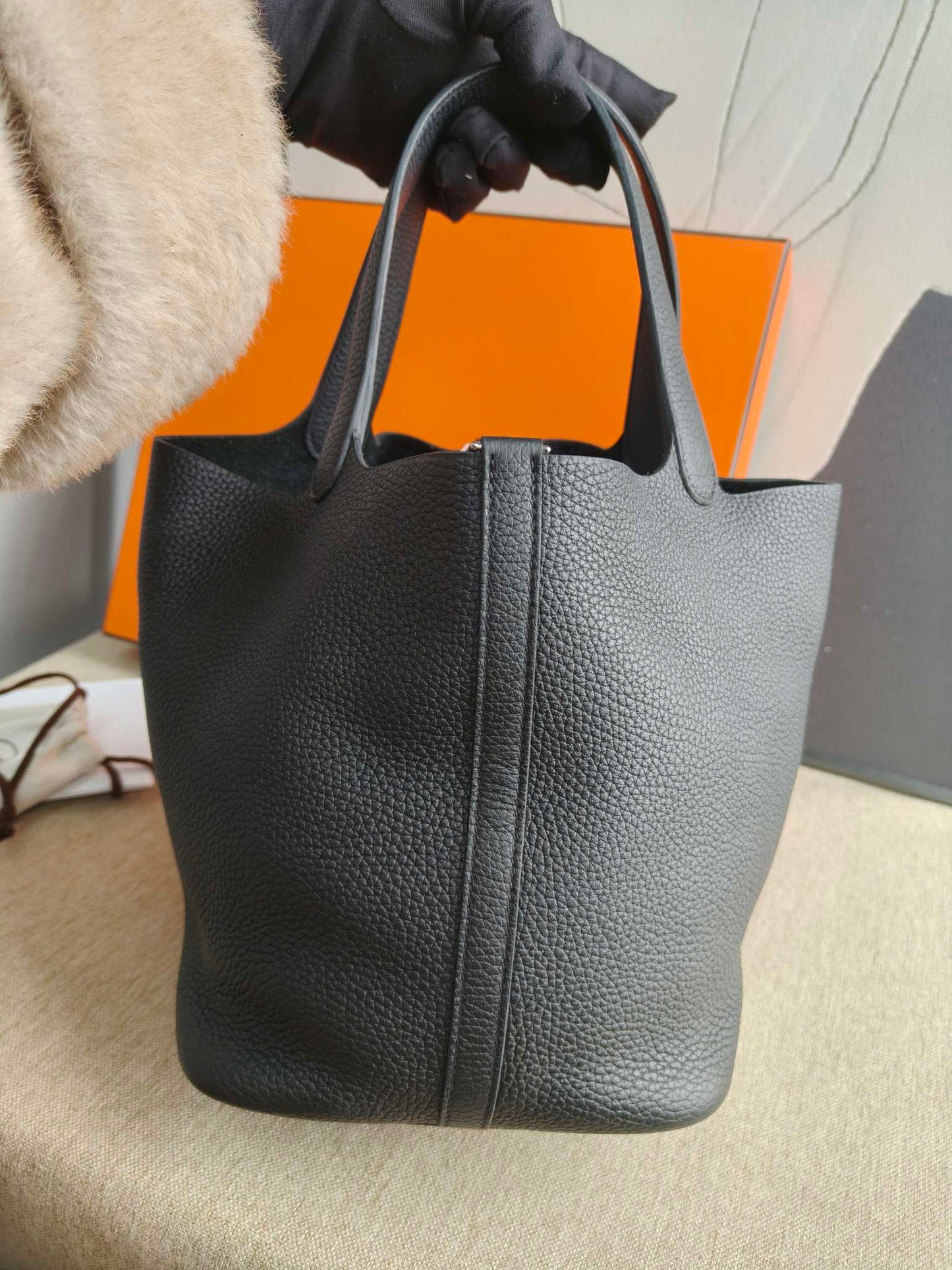 Hermès - Picotin Lock 22 - Taurillon Clemence leather - Black - (Medium)