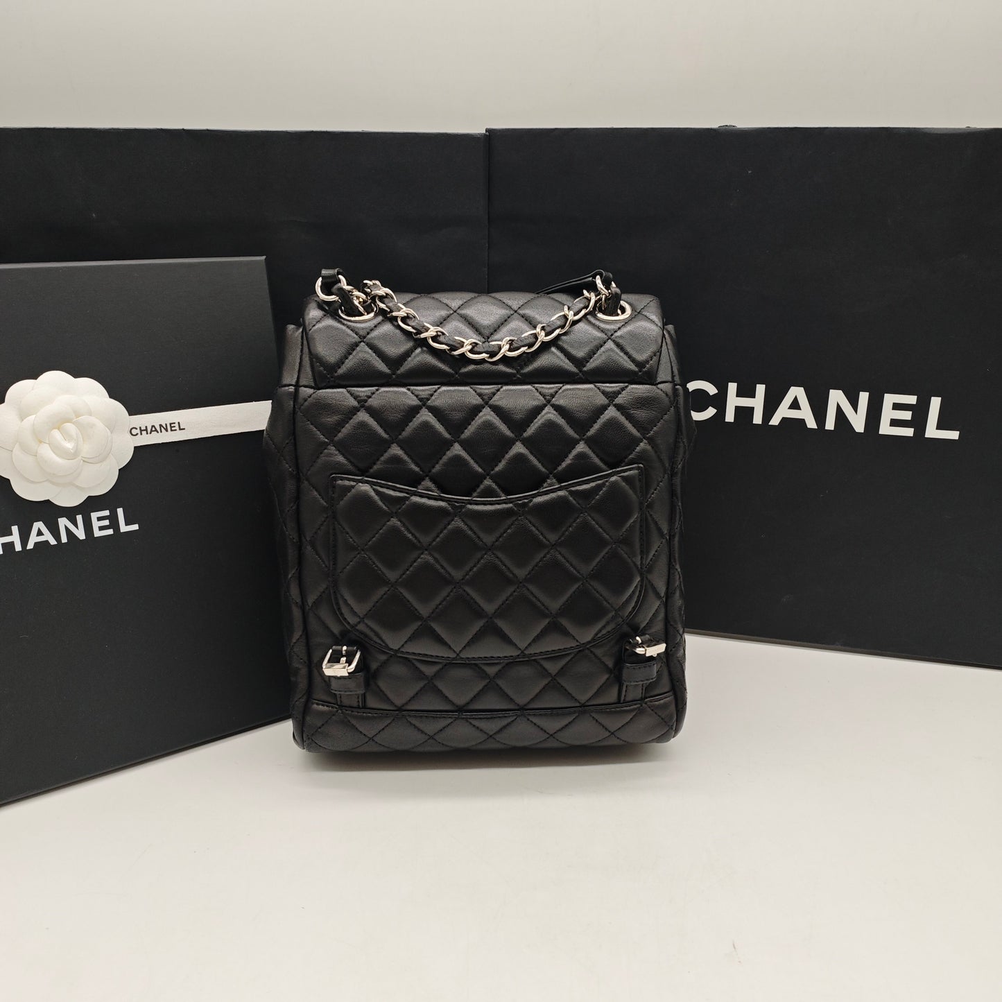 Chanel - Salzburg Backpack - Lambskin leather - Black with Silver-Tone Hardware - (Small)