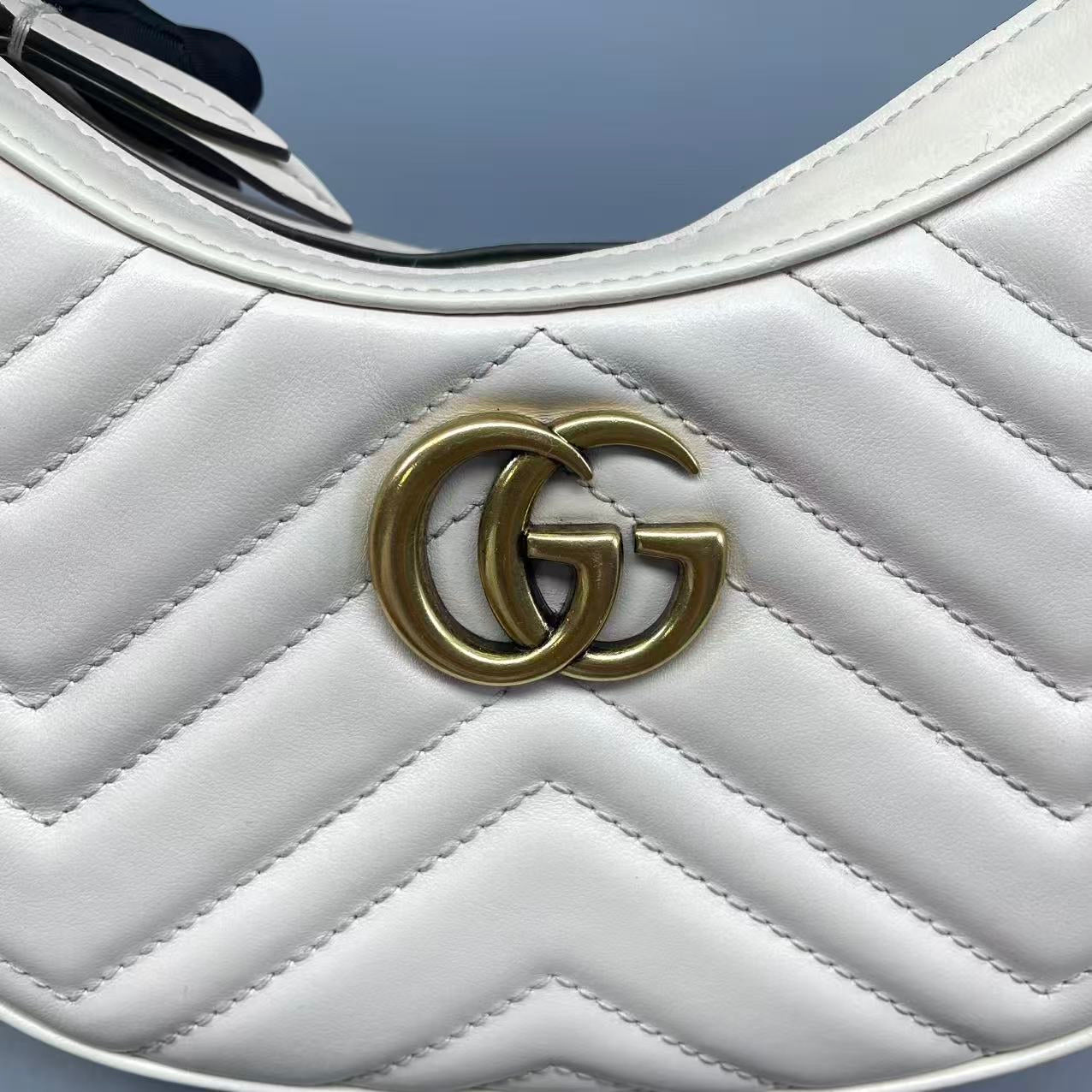 Gucci - GG Marmont Half-Moon Mini Bag - Leather - White - (Mini)