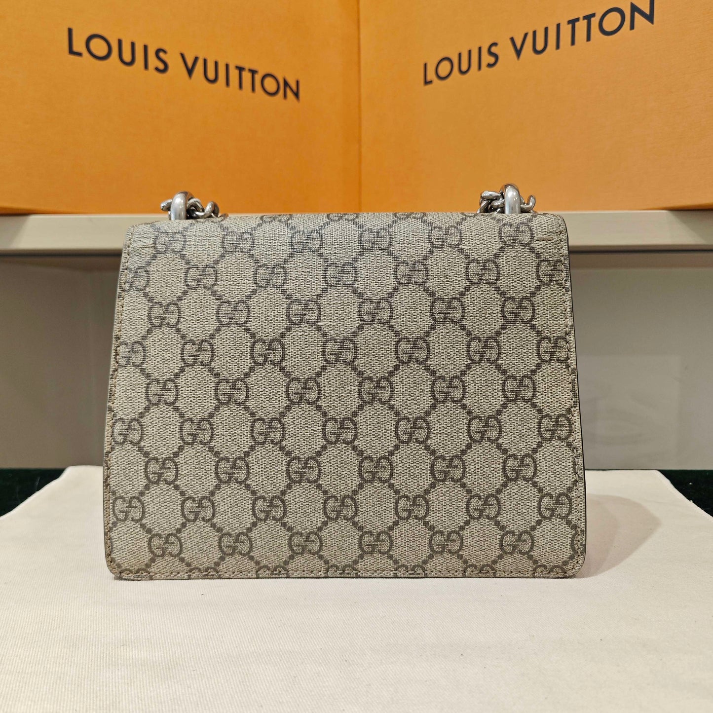 Gucci - Dionysus Super Mini Bag - GG Supreme coated canvas and suede leather - Beige/Ebony with Black trim and interior - (mini)