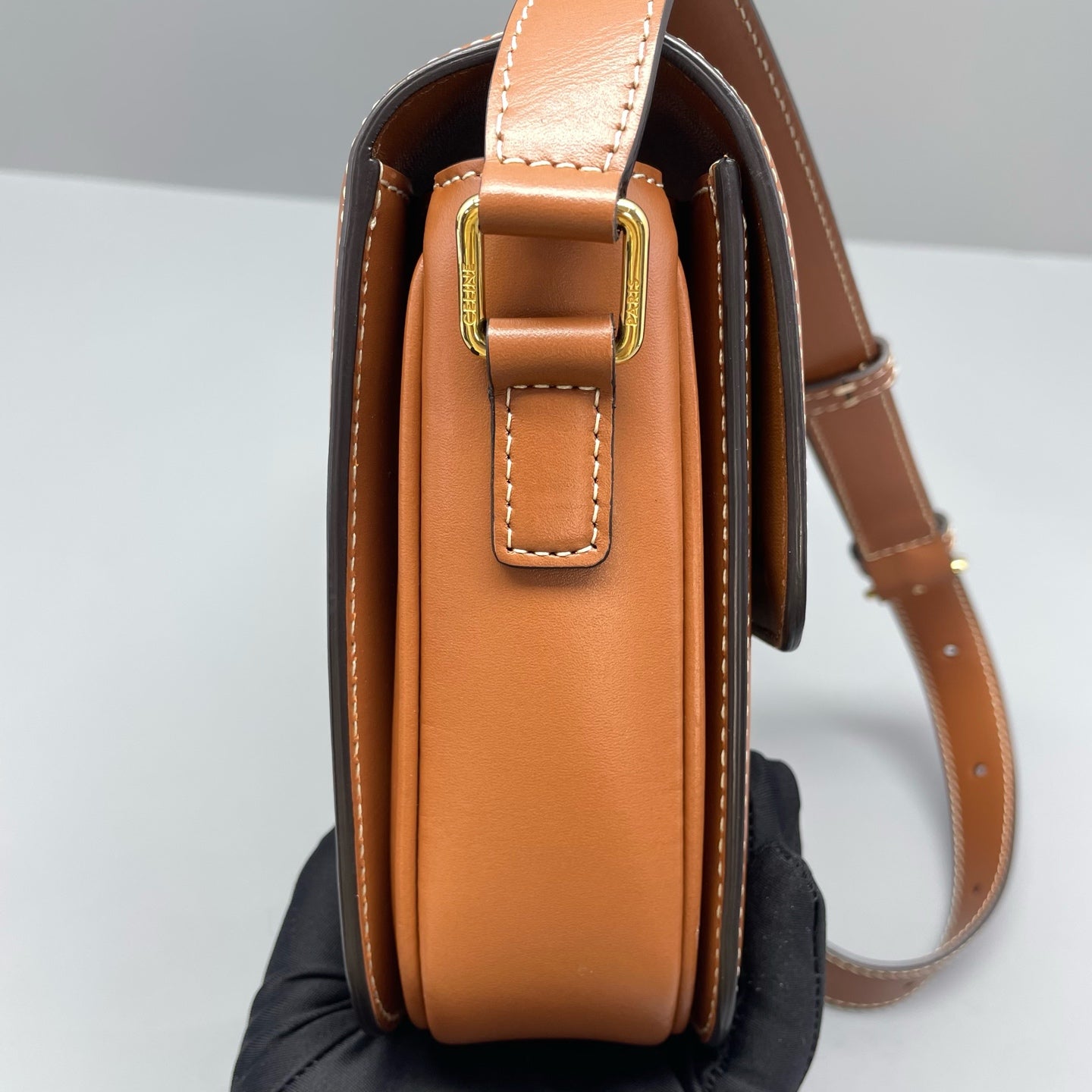 Celine - Teen Triomphe Box Bag - Triomphe Canvas and Leather - Brown with Camel accents - (small)