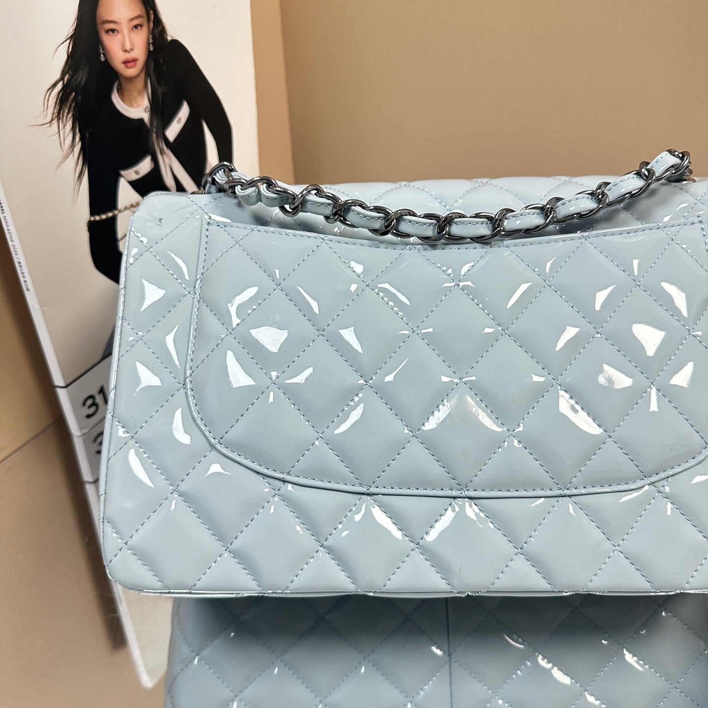 Chanel - Classic Flap Jumbo - Patent leather - Blue - (large)