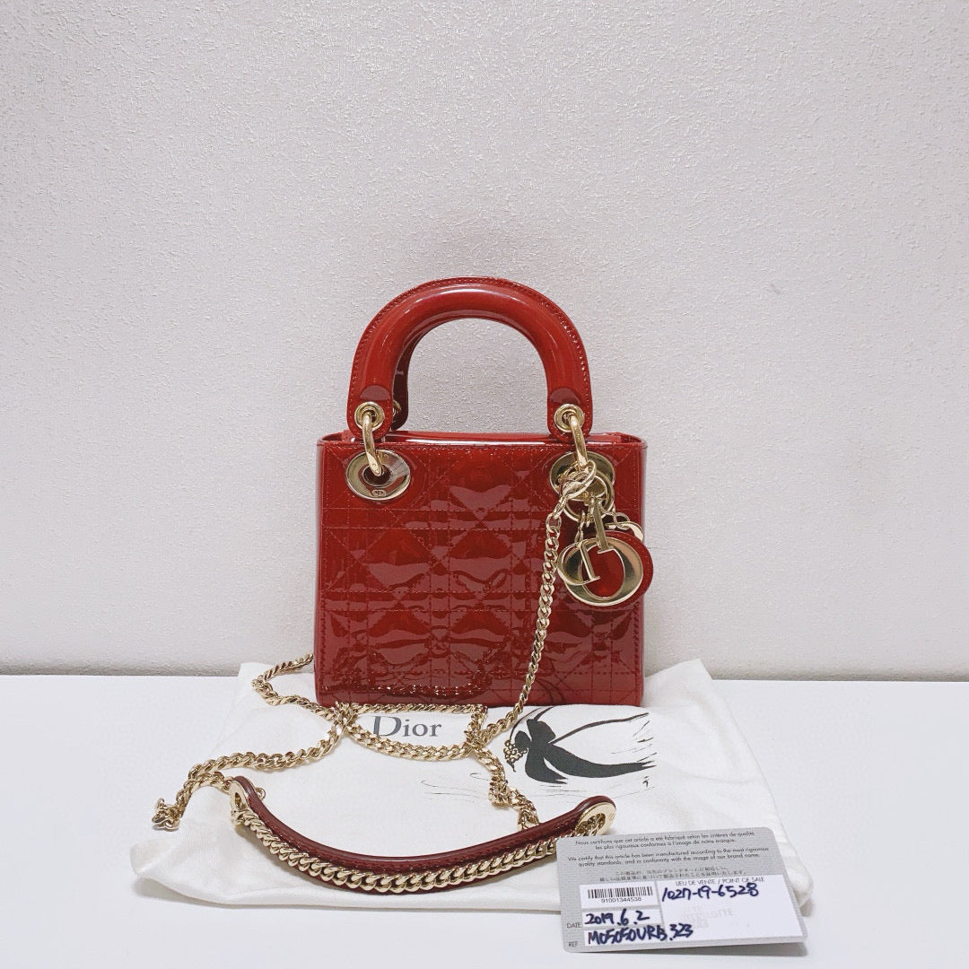 Dior - Lady Dior Mini - Patent leather - Red - (mini)
