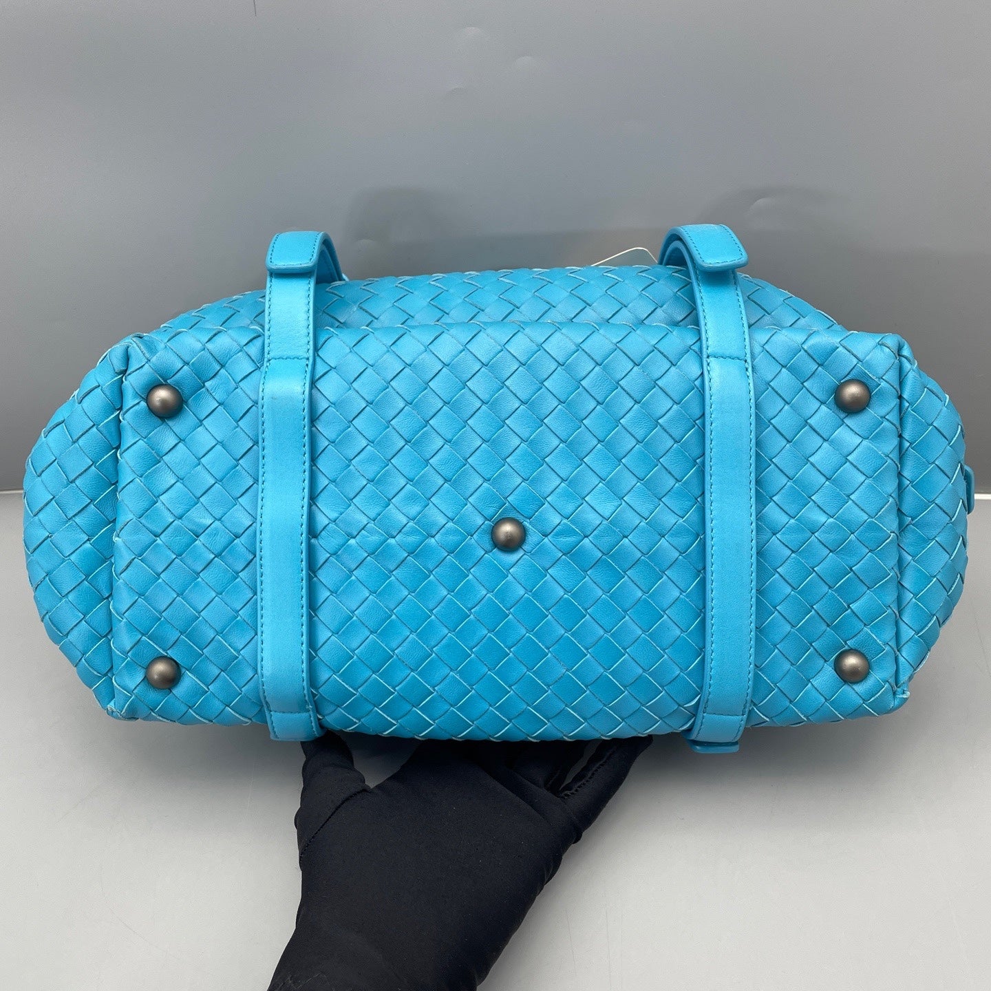 Bottega Veneta - Intrecciato Boston Bag - Leather - Blue - (medium)