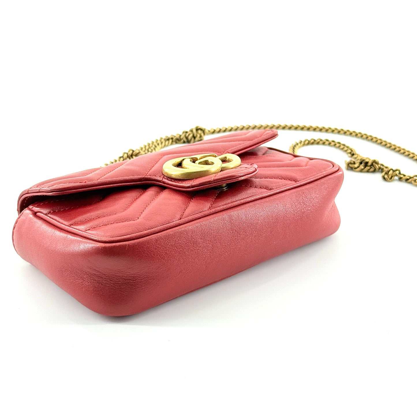 Gucci - Marmont Mini Chain Bag - Leather - Red - (mini)