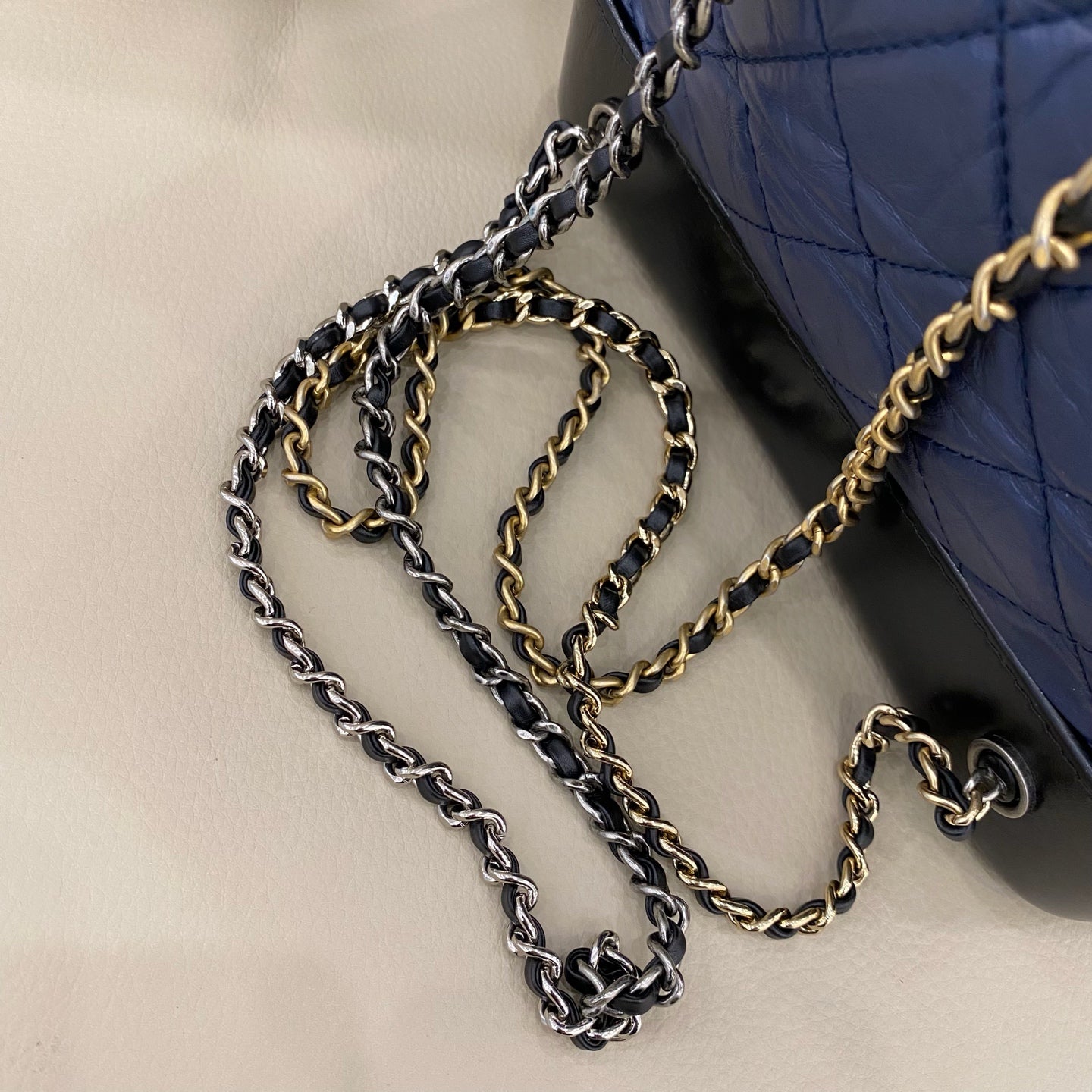 Chanel - Gabrielle Backpack Small - Aged calfskin and smooth calfskin leather - Blue and Black - (small)