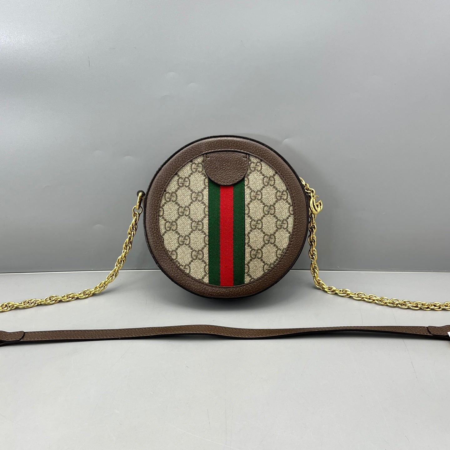 Gucci - Ophidia Mini Round Shoulder Bag - GG Supreme canvas and leather - Brown - (mini)