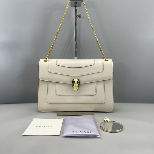 Bvlgari - Serpenti Forever Flap Bag - Calfskin leather - White - (Medium)