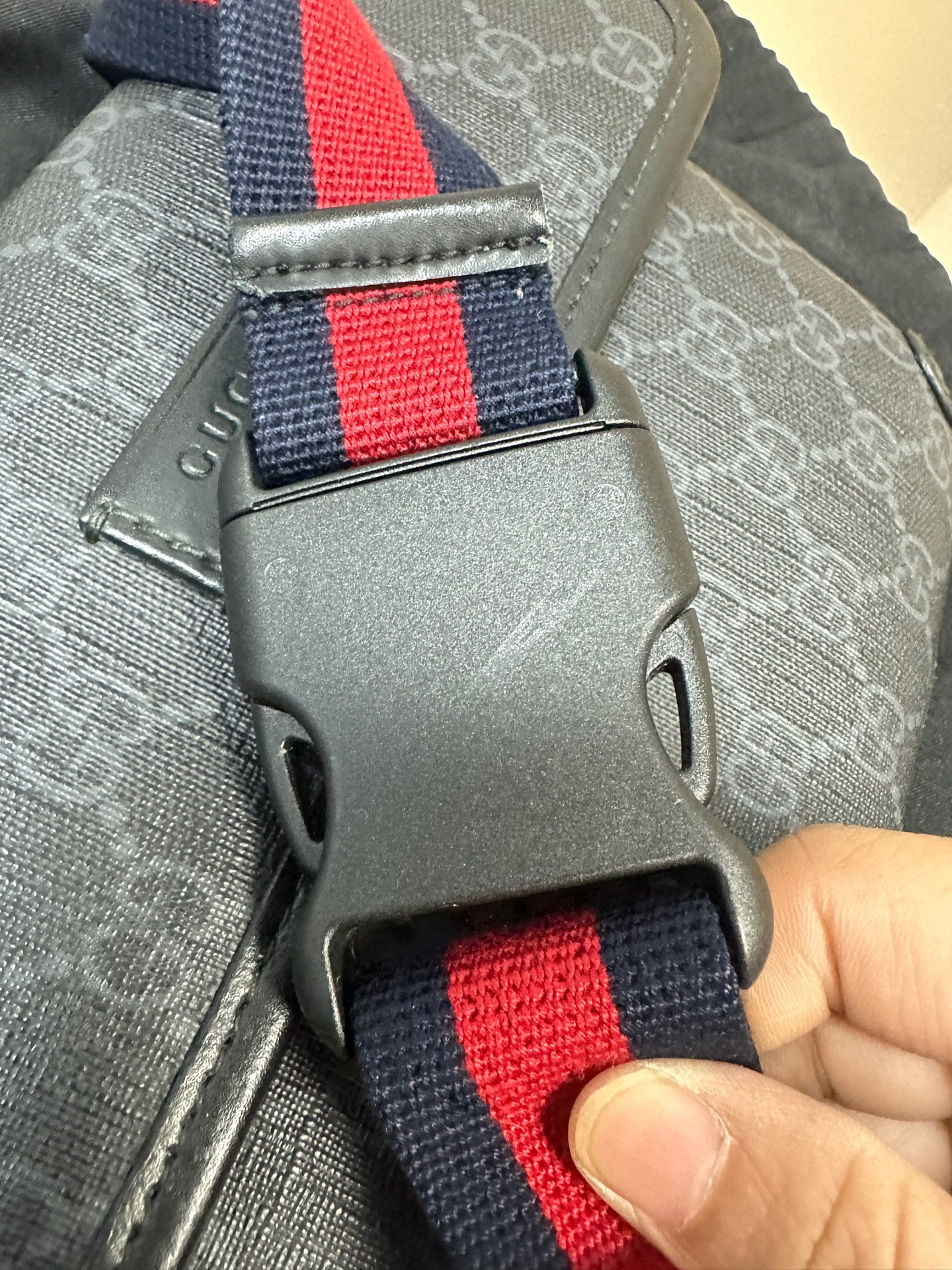 Gucci - GG Supreme Belt Bag - Coated canvas with leather trim - Black - (Small)