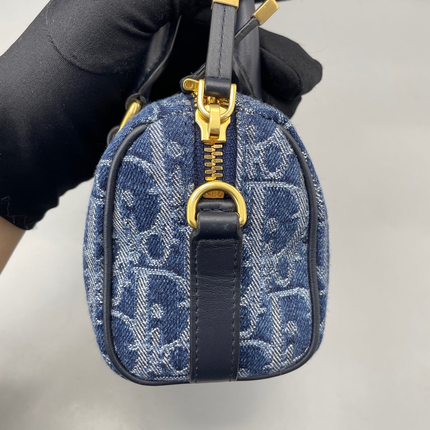 Dior - Boston Mini Bag - Denim and Leather - Blue - (mini)
