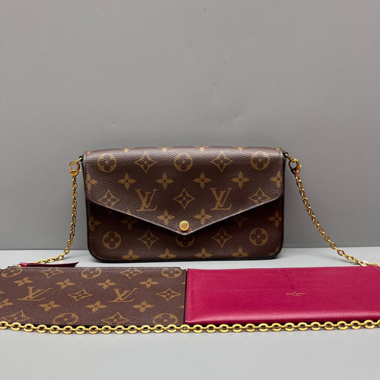Louis Vuitton - Pochette Félicie - Monogram coated canvas with leather trim - Brown - (mini)