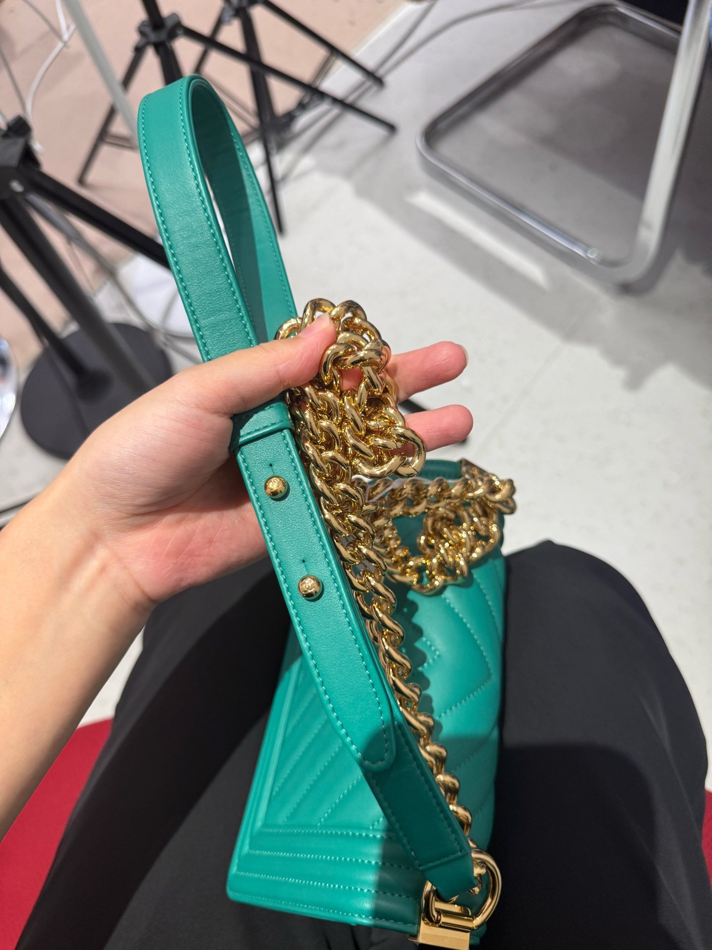 Chanel - Le Boy Flap Bag - Calfskin leather - Green - (small)