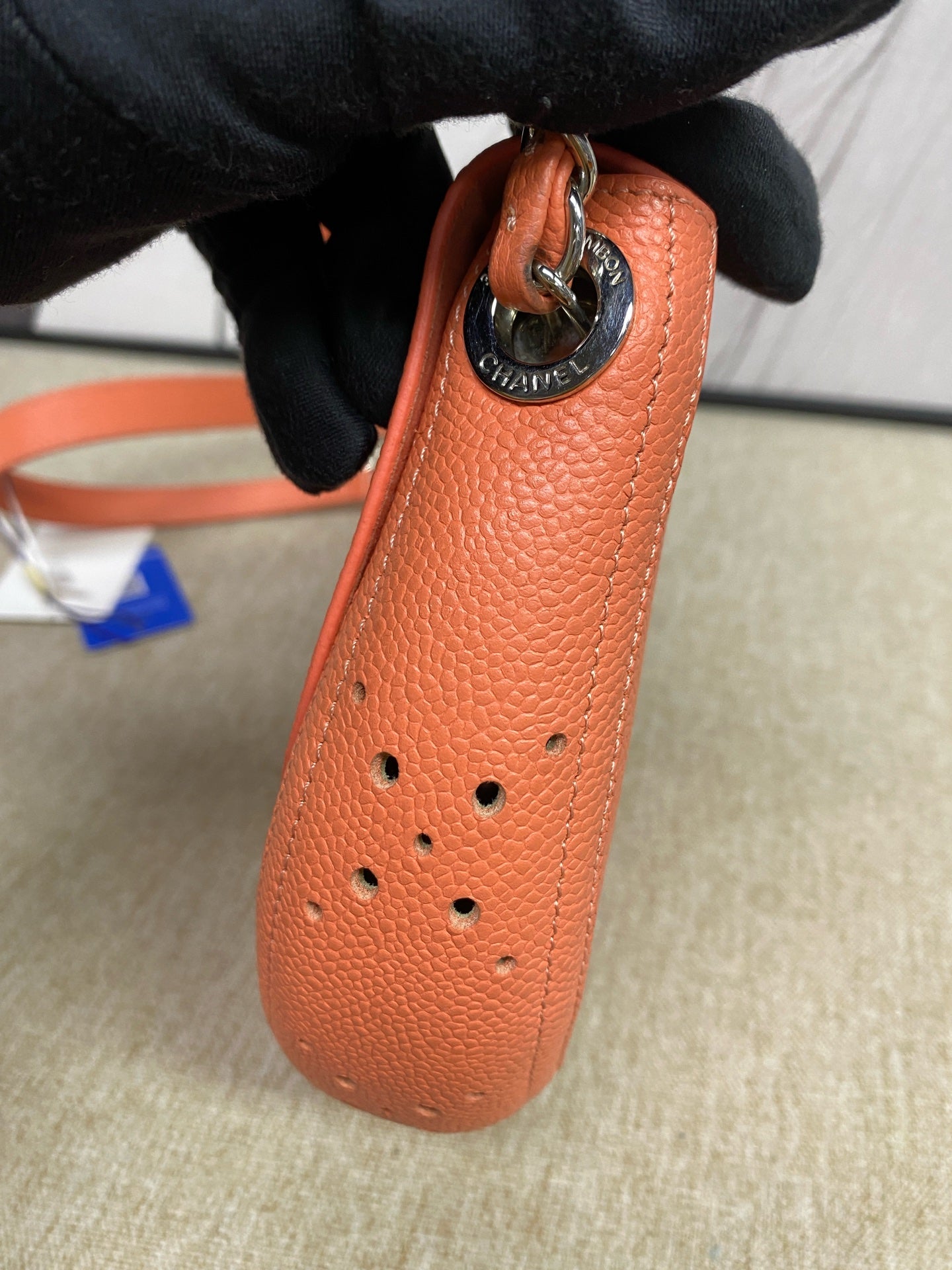 Chanel - Perforated Saddle Mini Bag - Grained calfskin - Orange - (mini)