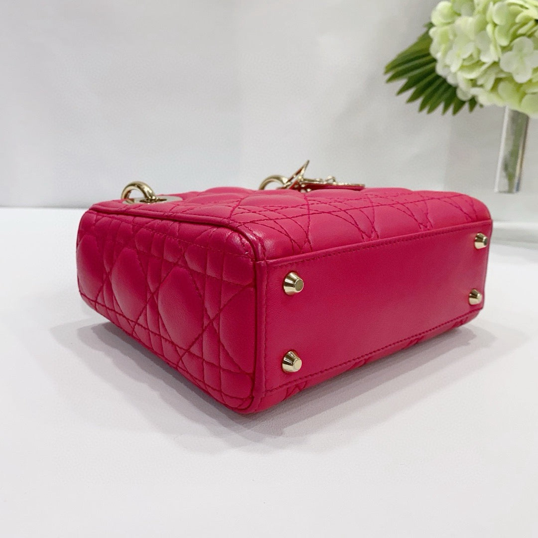 Dior - Lady Dior Mini - Lambskin leather - Pink - (Mini)
