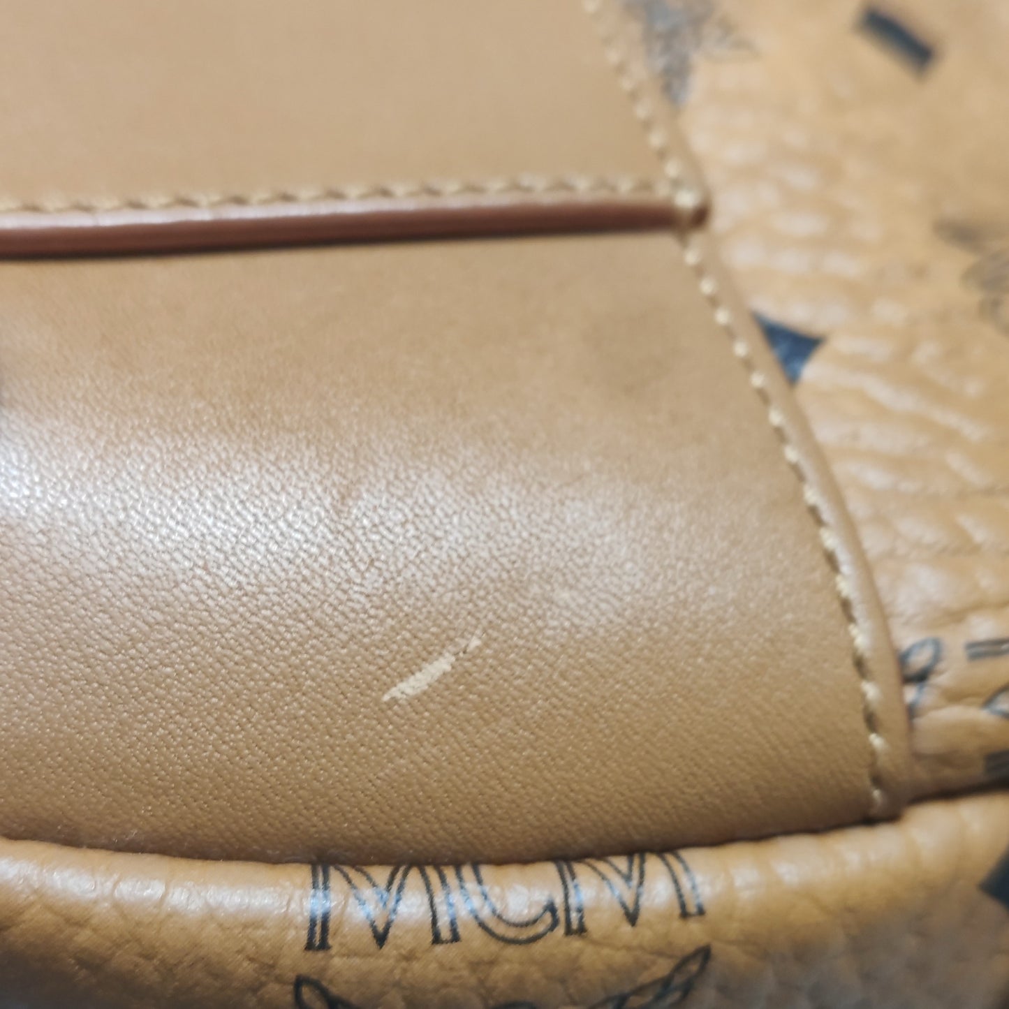 MCM - Stark Visetos Mini Backpack - Visetos coated canvas with leather trim - Cognac - (mini)