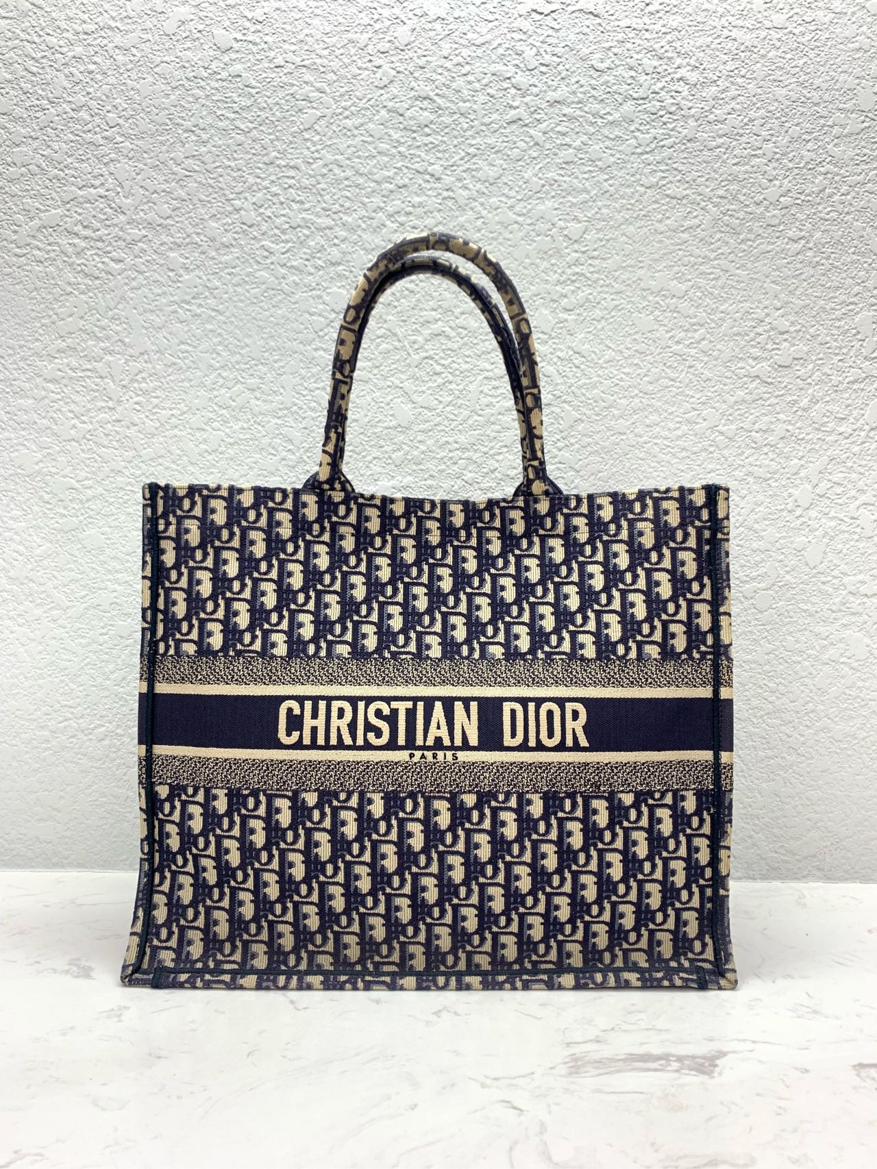 Dior - Book Tote Large - Jacquard canvas - Blue with Beige - (large)