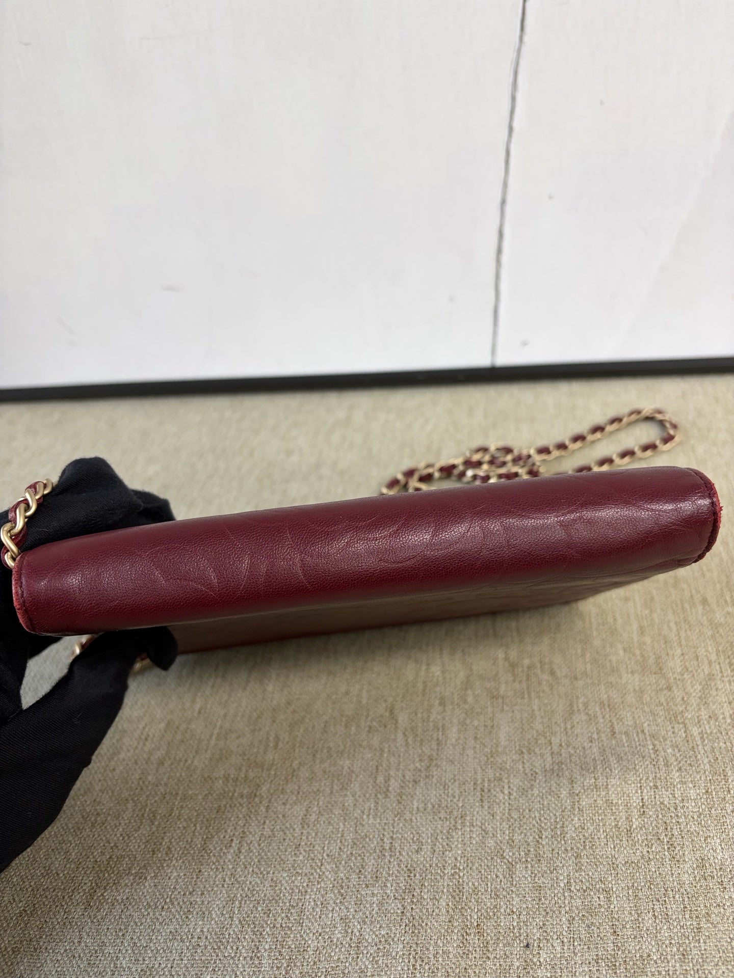 Chanel - Camellia Wallet On Chain (WOC) - Lambskin leather - Burgundy - (Mini)