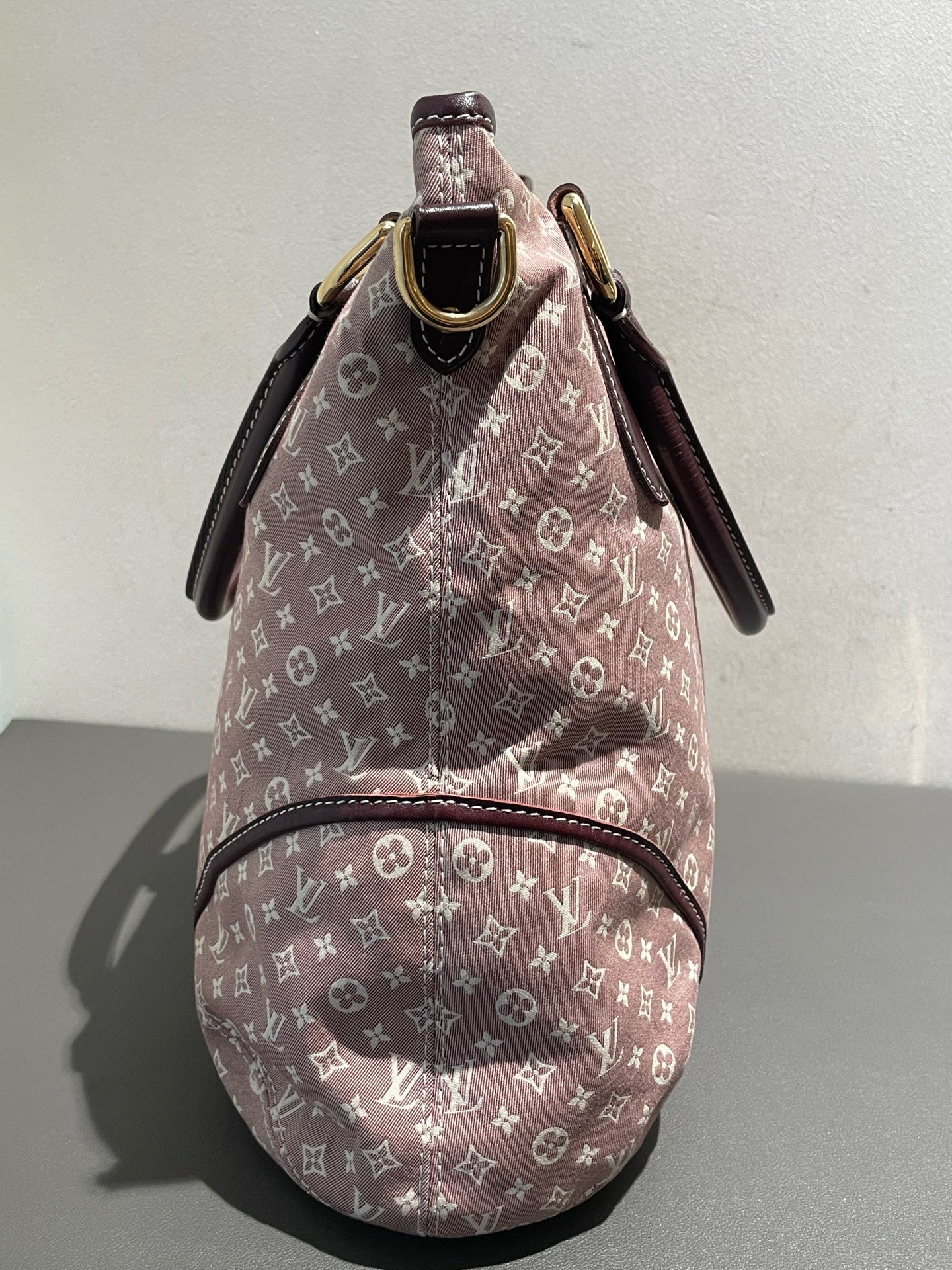 Louis Vuitton - Monogram Denim Framed Bag - Denim with leather trim - Raspberry with Burgundy accents - (Medium)