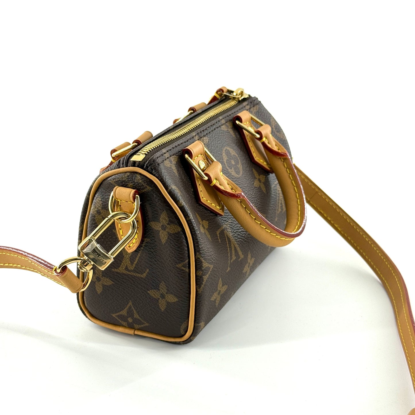 Louis Vuitton - Speedy Nano - Monogram coated canvas with natural Vachetta leather trim - Brown - (mini)