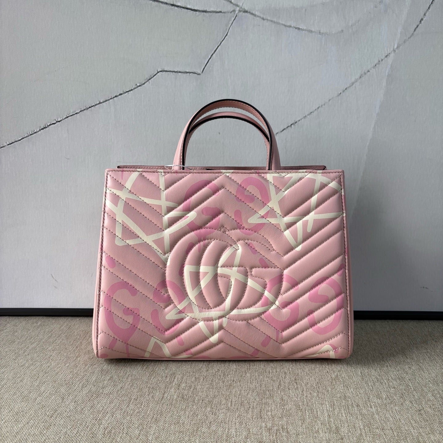 Gucci - GG Marmont Graffiti Top Handle Bag - Leather - Pink - (medium)