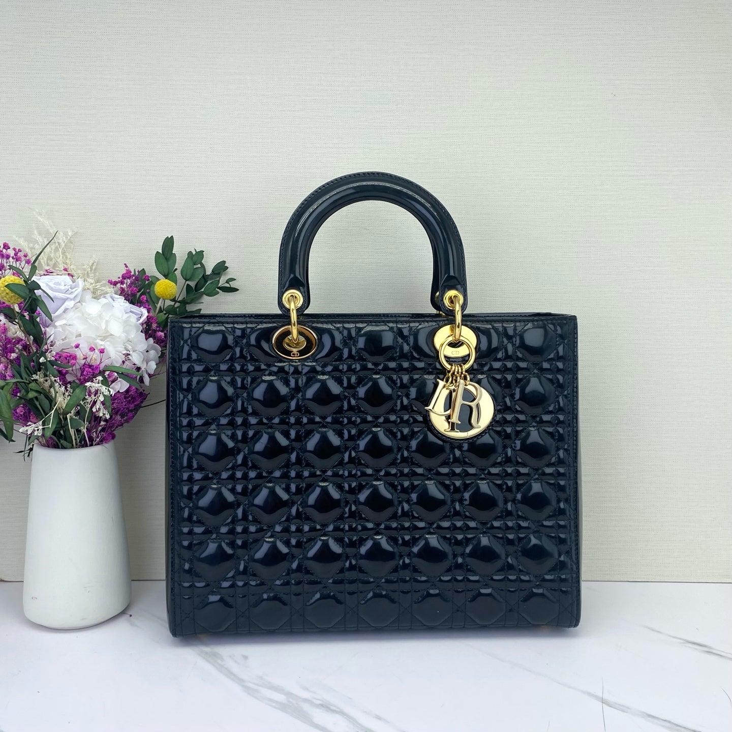 Dior - Lady Dior - Patent leather - Black - (Medium)