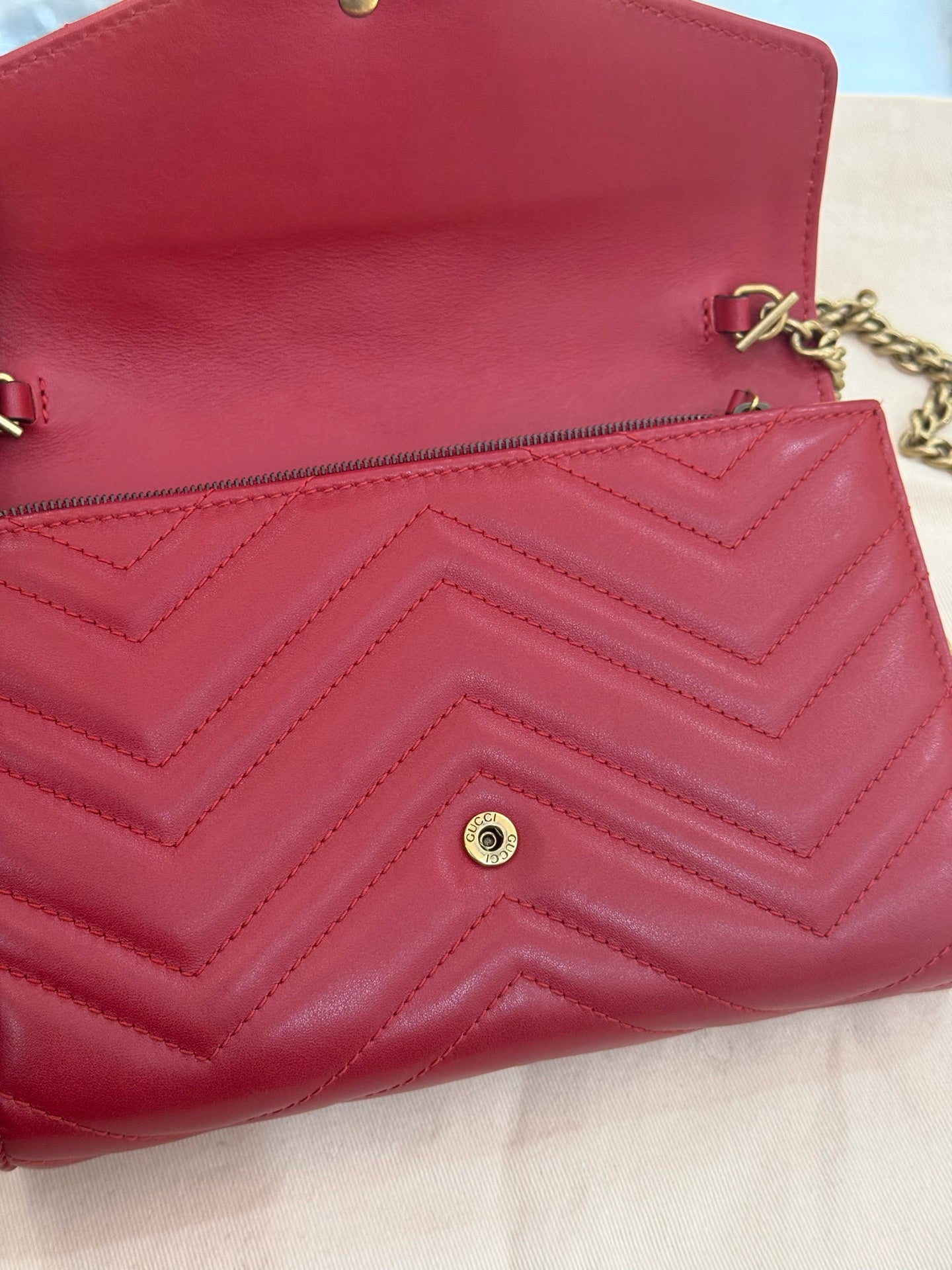 Gucci - Marmont WOC (Wallet on Chain) - Leather - Red - (mini)