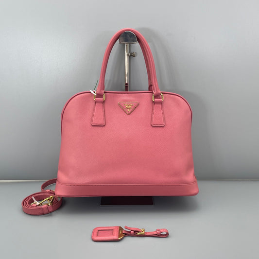 Prada - Saffiano Dome Satchel - Saffiano leather - Pink - (medium)