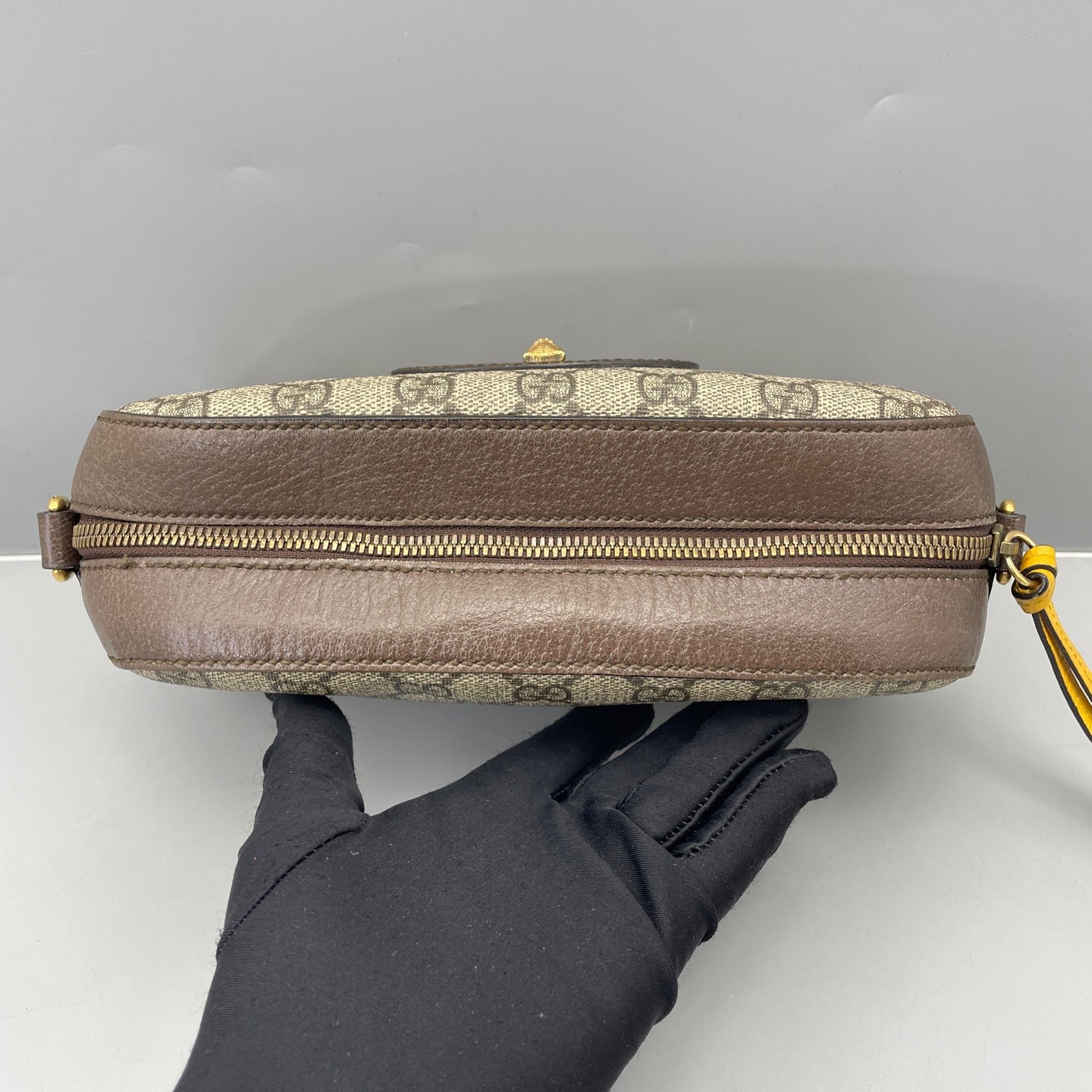 Gucci - Ophidia Tiger Head Camera Bag 476466 - GG Supreme coated canvas with grained leather trim - Brown - (Small)
