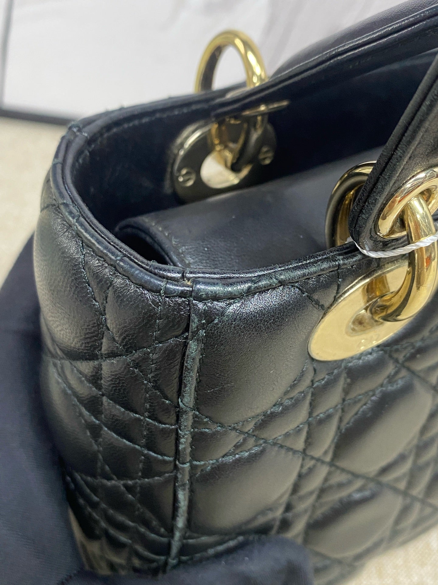 Dior - Lady Dior 4-Grille - Lambskin leather - Black - (small)