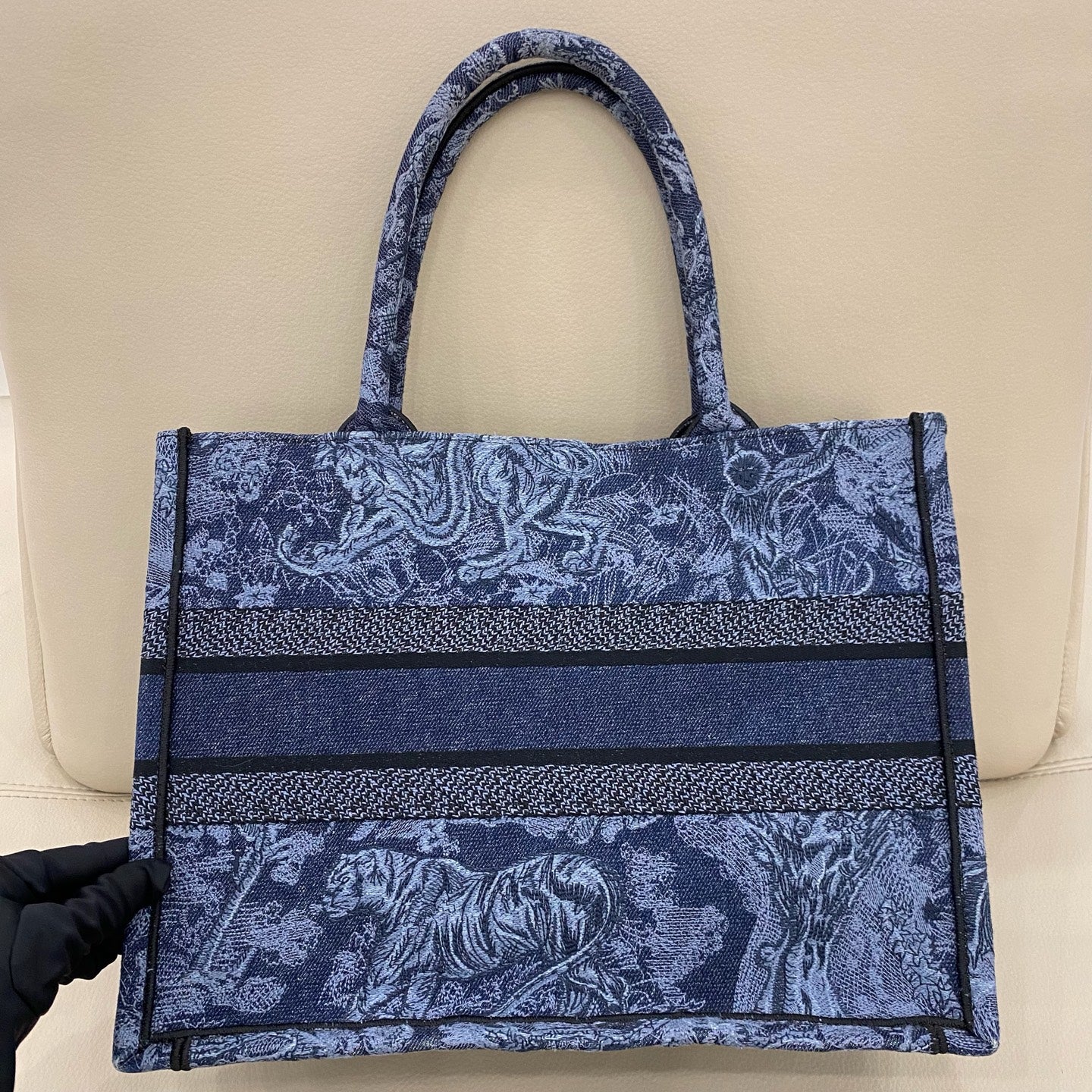 Dior - Book Tote - Embroidered canvas - Navy - (medium)